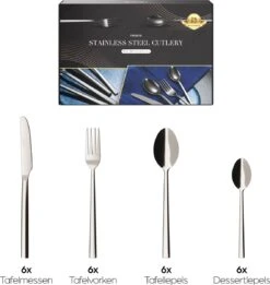 Nevana Bestekset - 24 Delig - 18/10 Edelstaal - Bestek - Lepels, Messen, Vorken -Keukengerei Winkel 1137x1200 1