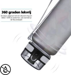 Swilix ® Drinkfles - 1 Liter - Drinkfles Met Tijdmarkering - Grijs -Keukengerei Winkel 1146x1200