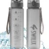 Swilix ® Drinkfles - 1 Liter - Drinkfles Met Tijdmarkering - Grijs