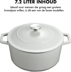 MOA Gietijzeren Braadpan - Inhoud 7,2 Liter - 30CM - Rond - Alle Warmtebronnen - Ook Voor Inductie - Gewicht 7,3 Kg - Wit - C30W -Keukengerei Winkel 1192x1200 4