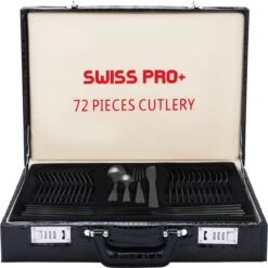Swiss Pro+ Bestekset In Koffer-72 Delig-12 Persoons-Zwitsers Kwaliteit-Complete Set-100% Roestvrijstaal- Zwart -Keukengerei Winkel 1198x1200 18