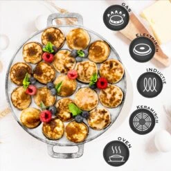 IRONO Poffertjespan Set - Incl. Doseerfles, Kwast En Vork - Poffertjespan Inductie En Electrisch - Poffertjesmaker 19 Poffertjes - Poffertjes Maken - Spuitfles - Cadeau Voor Mannen En Vrouwen -Keukengerei Winkel 1198x1200 4