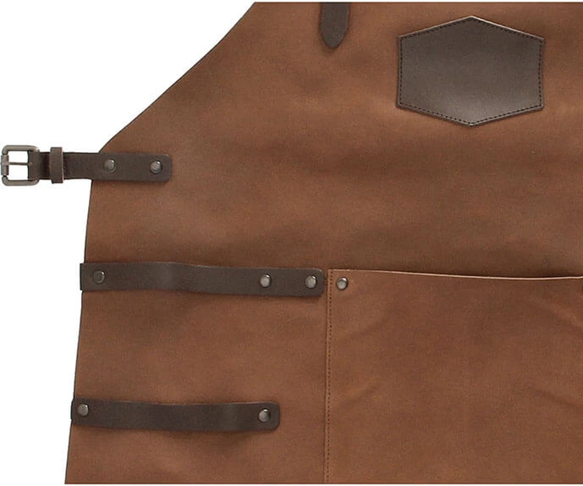 Old West BBQ Schort Barbecue Schort Leer - Cognac Bruin 8 Old West BBQ Schort Barbecue Schort Leer - Cognac Bruin - Afbeelding 6