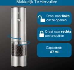 GOV Elektrische Peper- En Zoutmolen RVS XL Oplaadbaar - Automatische Pepermolen -Keukengerei Winkel 1200x1121 2