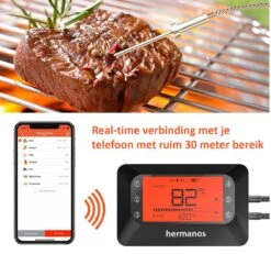 Hermanos® Digitale BBQ Thermometer Draadloos - Keukenthermometer - Bluetooth Met App - 4 Sondes - Magneet - Incl. Batterijen -Keukengerei Winkel 1200x1123 2