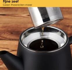 Silberthal - Theepot Met Filter - 1 L - RVS Dubbelwandig - Zwart - Cadeau -Keukengerei Winkel 1200x1163