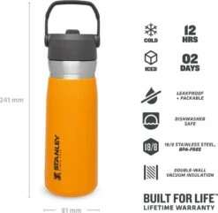 Stanley The IceFlow™ Flip Straw Water Bottle 0,65L - Thermosfles - Saffron -Keukengerei Winkel 1200x1170 4