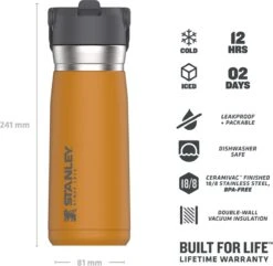 Stanley The IceFlow™ Flip Straw Water Bottle 0,65L - Thermosfles - Saffron -Keukengerei Winkel 1200x1170 5