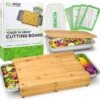 Ecowize 3-in-1 Bamboe Snijplank Met Opvangbak - Snijplank Hout Incl. 3 Roestvrijstalen Opvangbakjes Met Bamboe Deksel, 4 Inzetbare Raspen - Groentesnijder, Hakblok, Borrelplank, Tapasplank, Broodplank - 40x30cm - Duurzaam Cadeau -Keukengerei Winkel 1200x1175 3