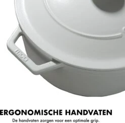 MOA Gietijzeren Braadpan - Inhoud 7,2 Liter - 30CM - Rond - Alle Warmtebronnen - Ook Voor Inductie - Gewicht 7,3 Kg - Wit - C30W -Keukengerei Winkel 1200x1181
