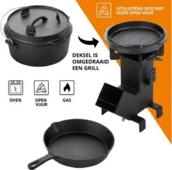 Dutch Mountains Gietijzeren Pannenset 7-delig - Dutch Oven – Braadpan - Grillpan - Hapjespan - Kookset In Houten Transportkist - Deksellifter - Brander 17 Dutch Mountains Gietijzeren Pannenset 7-delig - Dutch Oven – Braadpan - Grillpan - Hapjespan - Kookset In Houten Transportkist - Deksellifter - Brander -Keukengerei Winkel 1200x1185 1
