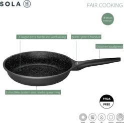 Sola Koekenpan Fair Cooking - Ø 28 Cm - Zwart/wit - Aluminium - Antiaanbaklaag -Keukengerei Winkel 1200x1189 1