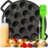 IRONO Poffertjespan Set - Incl. Doseerfles, Kwast En Vork - Poffertjespan Inductie En Electrisch - Poffertjesmaker 19 Poffertjes - Poffertjes Maken - Spuitfles - Cadeau Voor Mannen En Vrouwen -Keukengerei Winkel 1200x1191