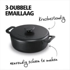 BRABANTIA THE DUTCH Gietijzeren Braadpan - Ø 28cm - MAT Zwart - Inductie -Keukengerei Winkel 1200x1200 180