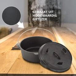 Dutch Mountains Gietijzeren Pannenset 7-delig - Dutch Oven – Braadpan - Grillpan - Hapjespan - Kookset In Houten Transportkist - Deksellifter - Brander 13 Dutch Mountains Gietijzeren Pannenset 7-delig - Dutch Oven – Braadpan - Grillpan - Hapjespan - Kookset In Houten Transportkist - Deksellifter - Brander -Keukengerei Winkel 1200x1200 589