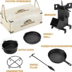 Dutch Mountains Gietijzeren Pannenset 7-delig - Dutch Oven – Braadpan - Grillpan - Hapjespan - Kookset In Houten Transportkist - Deksellifter - Brander 16 Dutch Mountains Gietijzeren Pannenset 7-delig - Dutch Oven – Braadpan - Grillpan - Hapjespan - Kookset In Houten Transportkist - Deksellifter - Brander -Keukengerei Winkel 1200x1200 590