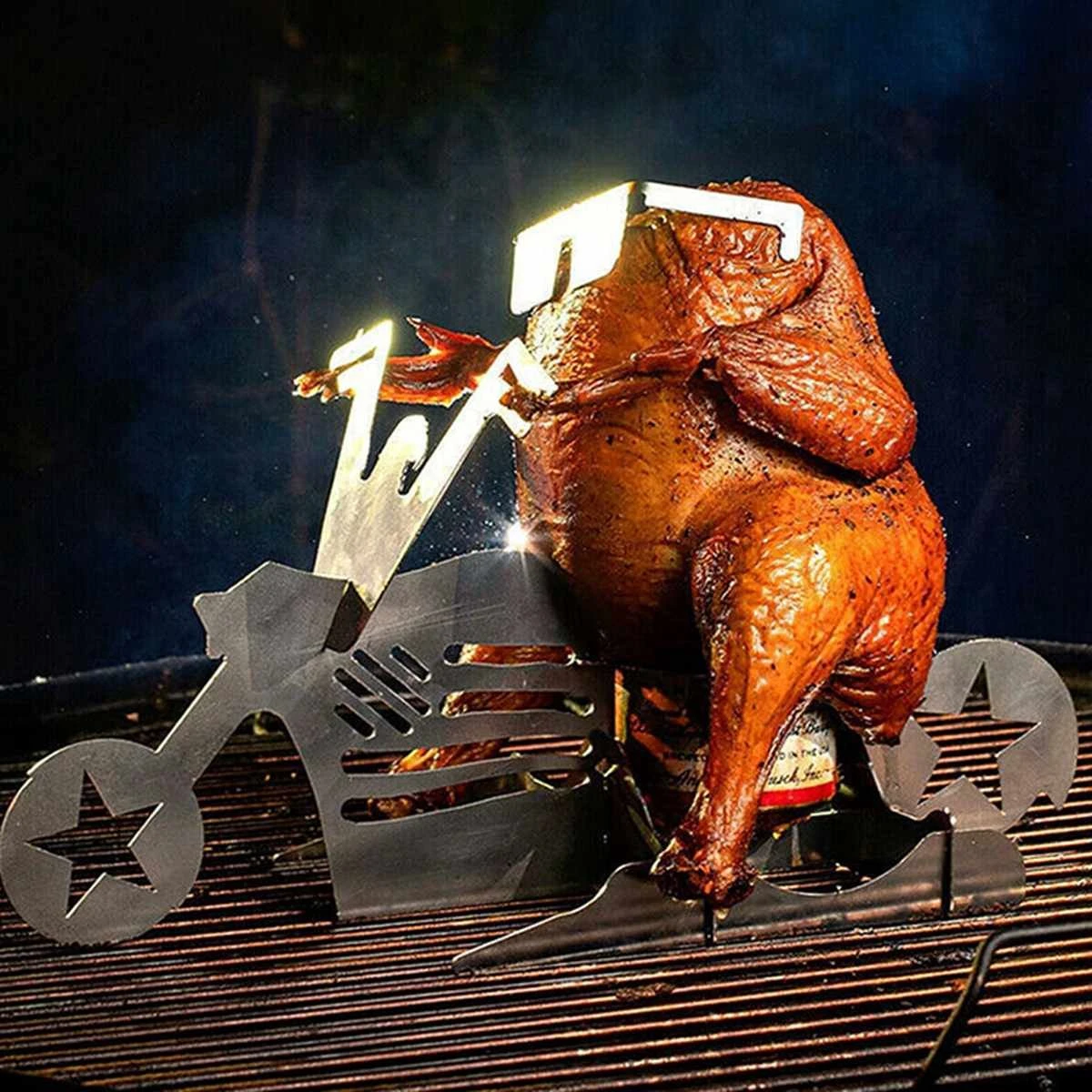 GrillX Beer Can Chicken Houder - Kiphouder Motorcycle - BBQ Accesoires - Bierkip - Barbeque Gereedschap - Chicken Sitter 5 GrillX Beer Can Chicken Houder - Kiphouder Motorcycle - BBQ Accesoires - Bierkip - Barbeque Gereedschap - Chicken Sitter - Afbeelding 3