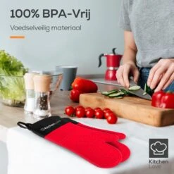 KitchenLove Ovenwanten - 2 Stuks Ovenhandschoenen - Hittebestendig Tot 250 °C - Siliconen - Rood -Keukengerei Winkel 1200x1200 815