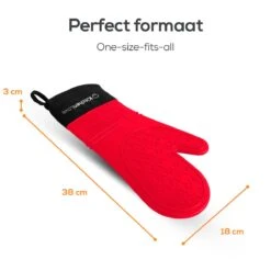 KitchenLove Ovenwanten - 2 Stuks Ovenhandschoenen - Hittebestendig Tot 250 °C - Siliconen - Rood -Keukengerei Winkel 1200x1200 817