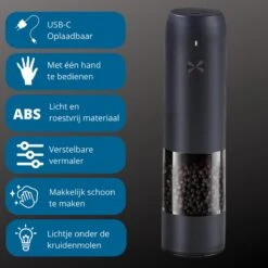 GOV Elektrische Peper- En Zoutmolen Zwart XL Set Oplaadbaar - Pepermolen - Peper En Zoutstel -Keukengerei Winkel 1200x1200 859