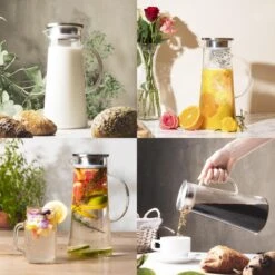 MÊZON® Schenkkan - Glazen Waterkan - Waterkaraf Voor Fruitwater - Multifunctionele Decanteer Karaf - Kan Met Deksel - 1.5L Capaciteit -Keukengerei Winkel 1200x1200 970