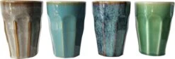 Merkloos Melkbekers - 4x Stuks - Diverse Kleuren - Porselein - 330 Ml