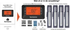Hermanos® Digitale BBQ Thermometer Draadloos - Keukenthermometer - Bluetooth Met App - 4 Sondes - Magneet - Incl. Batterijen -Keukengerei Winkel 1200x522 1
