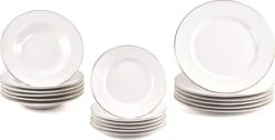LeRijn® Serviesset Deventer 6 Persoons - 18 Delig - Licht Crème Wit Met Gouden Rand En Motief - Dinerborden - Soepborden - Dessertborden - Borden Servies - Bordenset -Keukengerei Winkel 1200x612 3