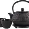 SakuraTea - Theepot Set - 4-delig - Gietijzer - Zwart - 0.8L - 2 Kopjes (100ml) -Keukengerei Winkel 1200x882 3