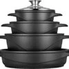 Smile 10-Delige Pannenset - Anti Aanbaklaag - Vaatwasser Bestendig - Zwart - MGK-17 -Keukengerei Winkel 1200x902 4