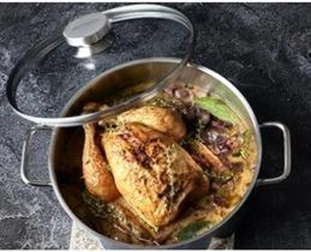 Demeyere Apollo Hapjespan - Met Glasdeksel - Ø28 CM 4 Demeyere Apollo Hapjespan - Met Glasdeksel - Ø28 CM - Afbeelding 2