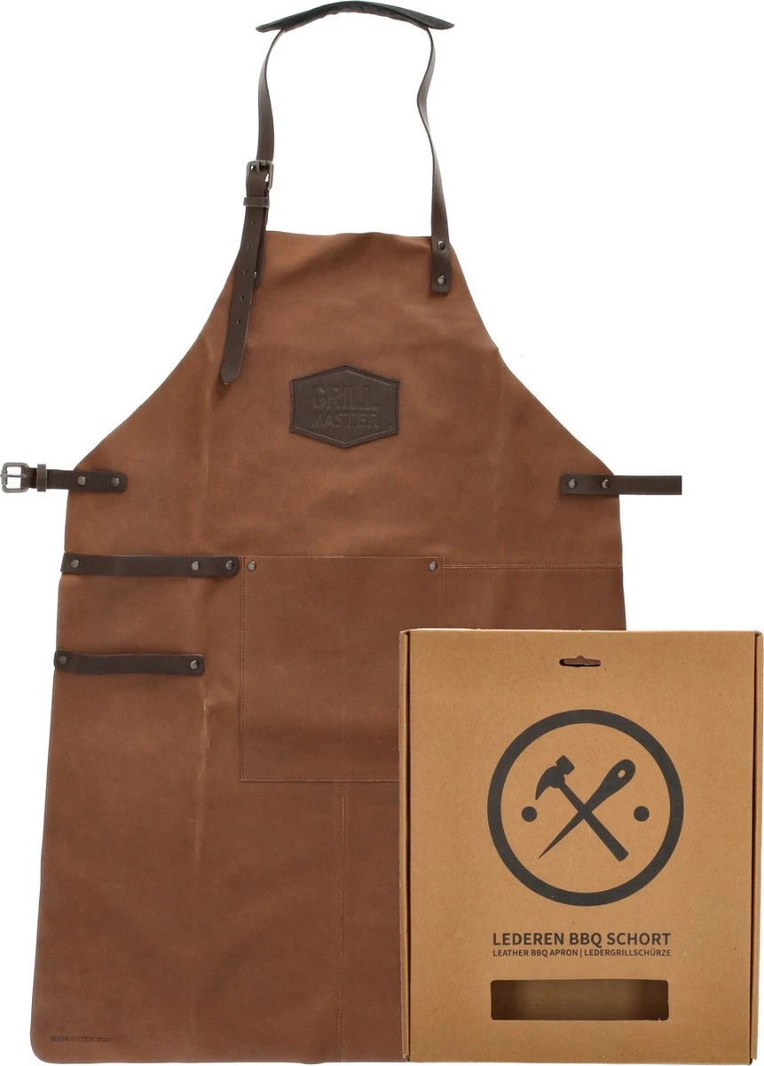 Old West BBQ Schort Barbecue Schort Leer - Cognac Bruin 3 Old West BBQ Schort Barbecue Schort Leer - Cognac Bruin